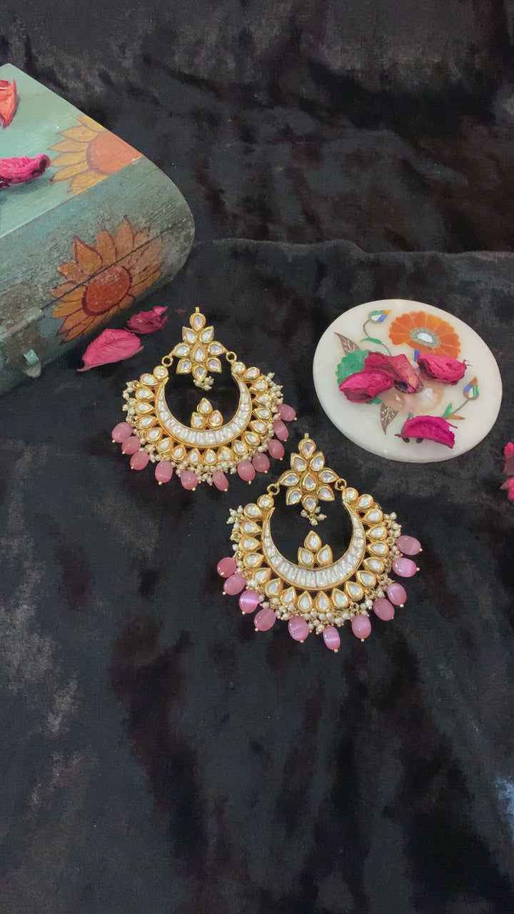 Pink Kundan Chandbaalis
