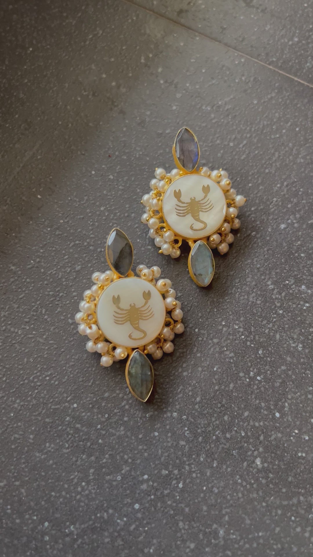 Embossed MOP Stud Earrings