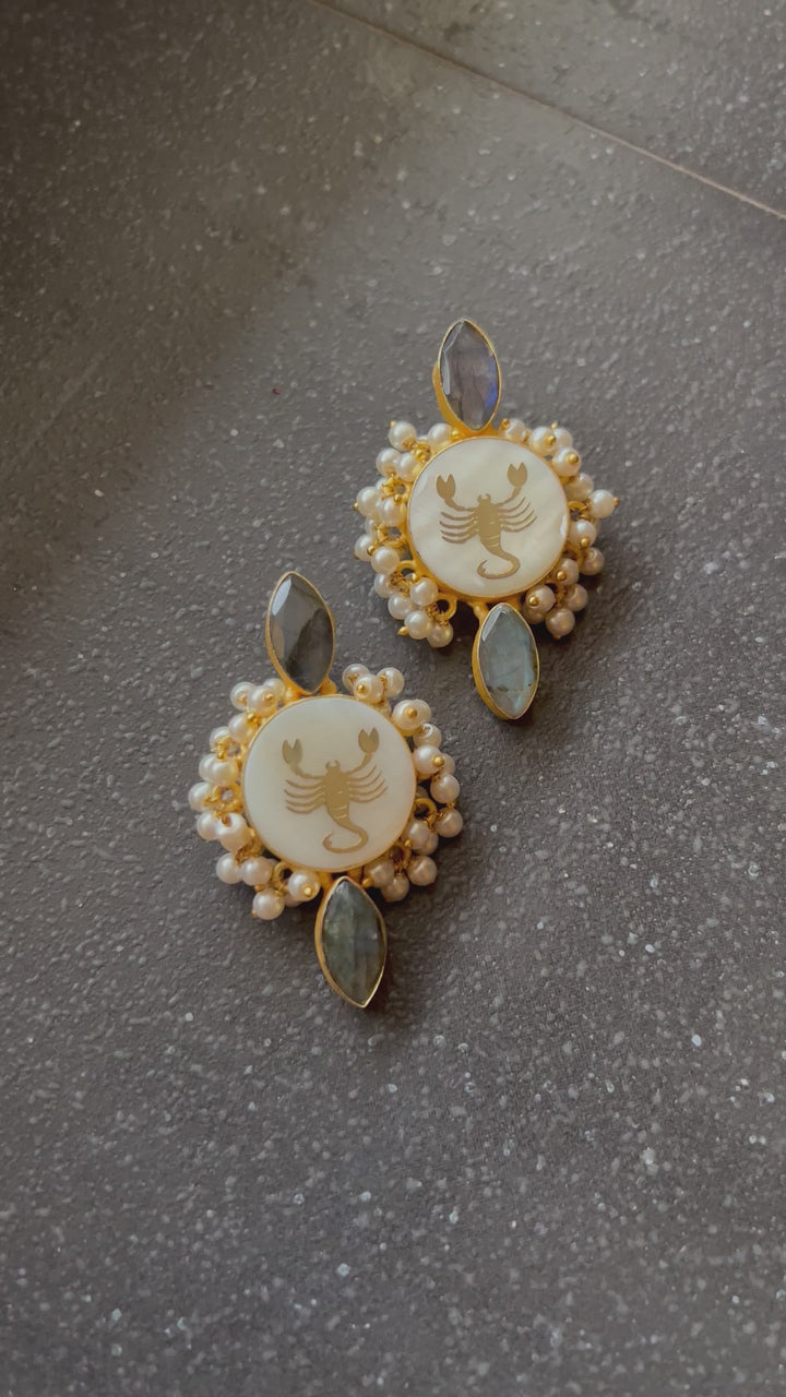 Embossed MOP Stud Earrings