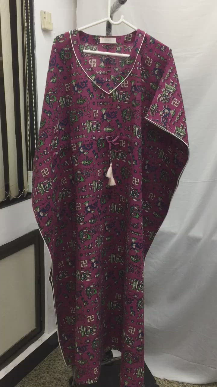 Indian Print Cotton Kaftan