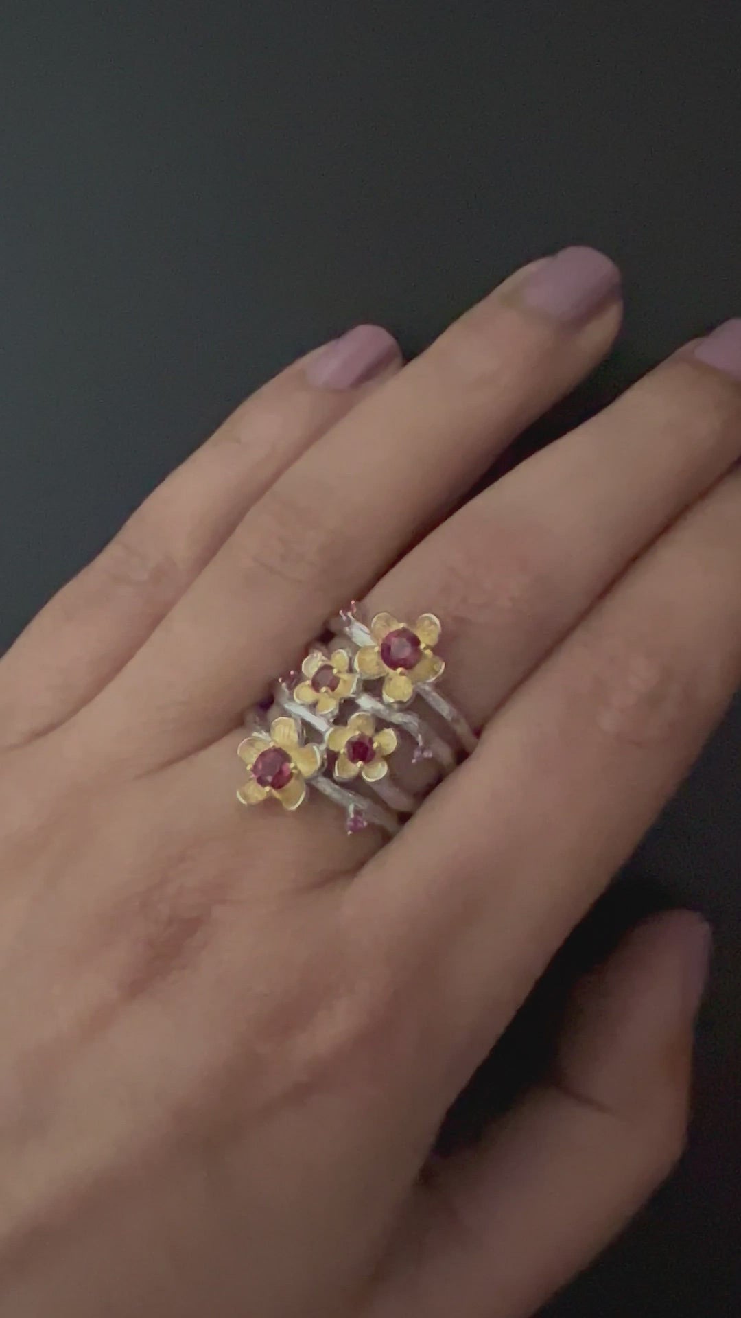 Designer Pure Silver Rhodolite Ring