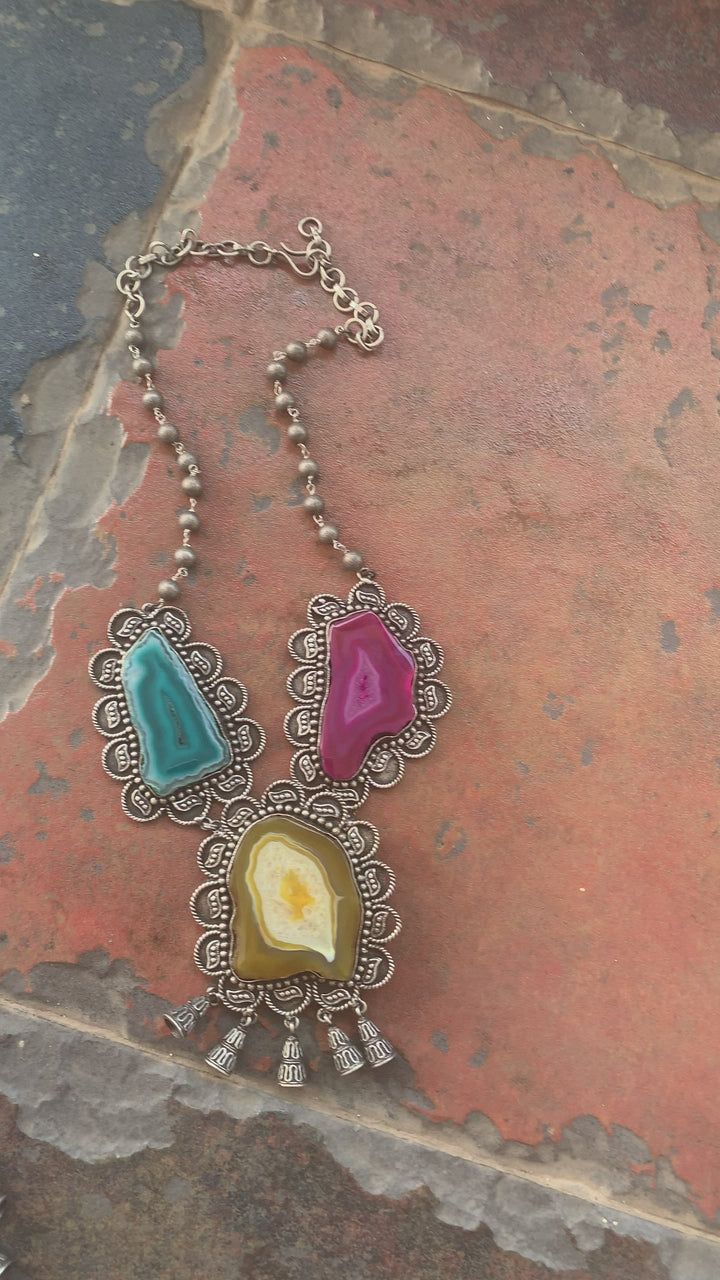 Vintage Raw Gemstones Necklace