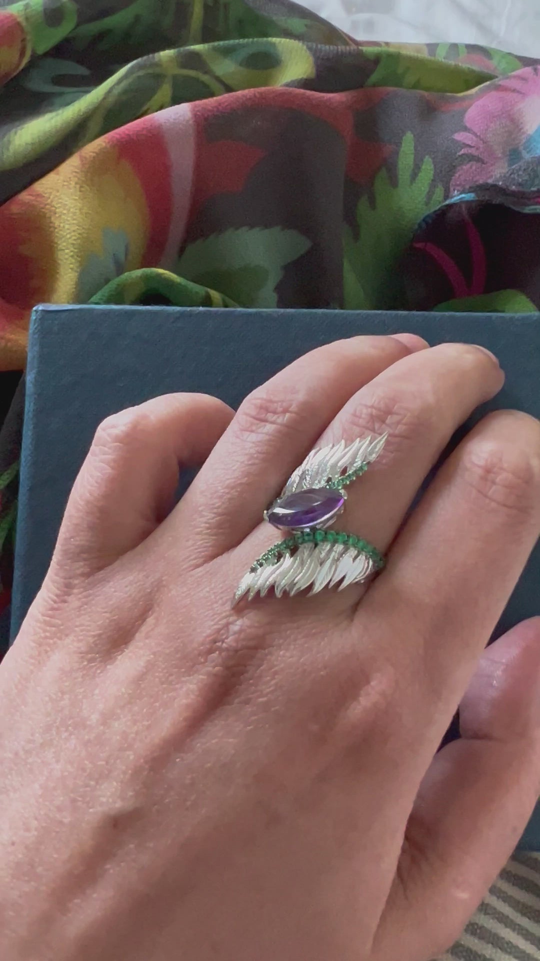 Designer Pure Silver Amethyst Ring