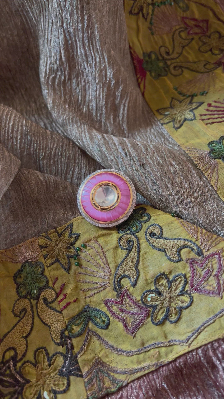 Pink Carved Stone Ring