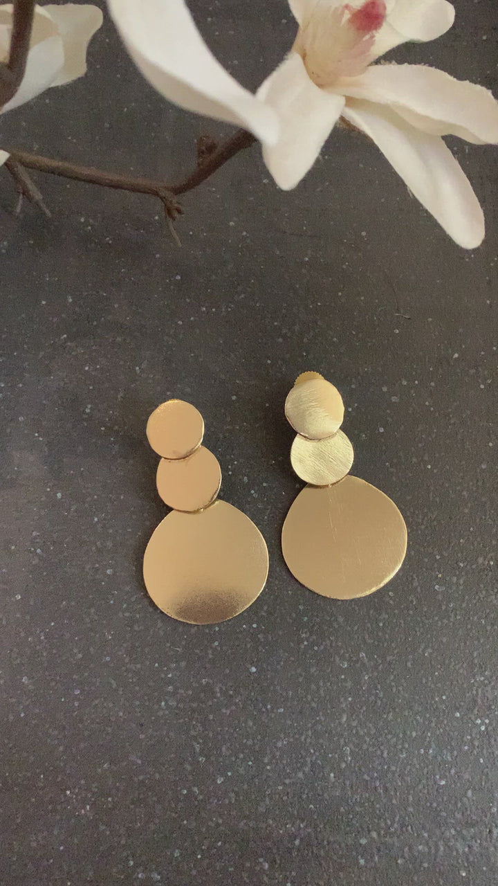 Three Tier Disc Earrings