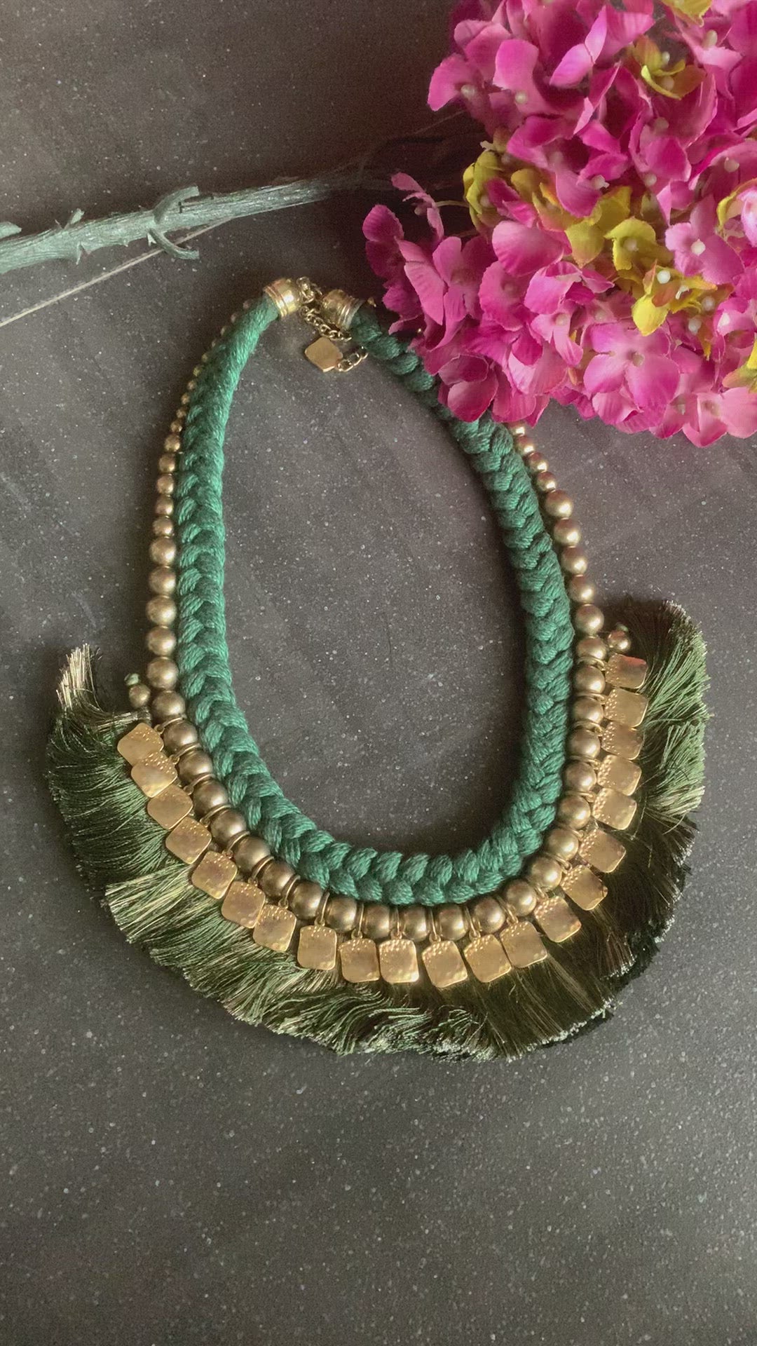 Gold Beads and Pendants Tribal Necklace