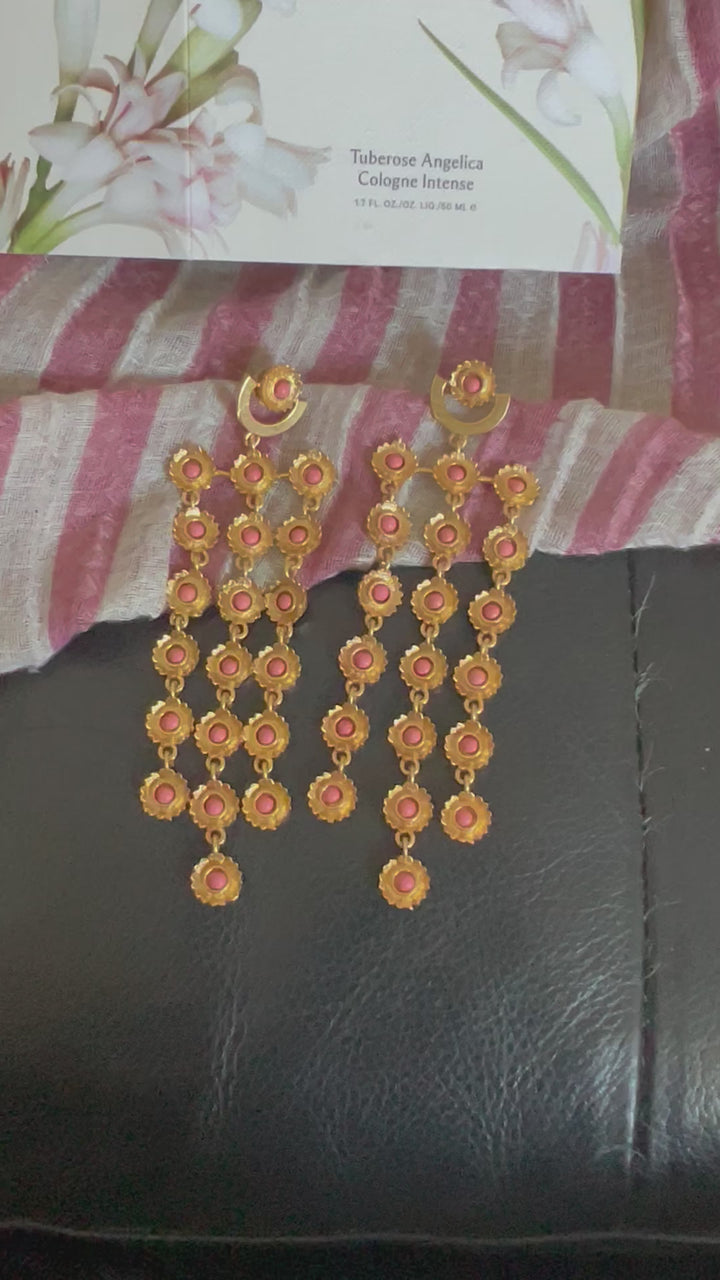 Pink Coral Flowers Earrings