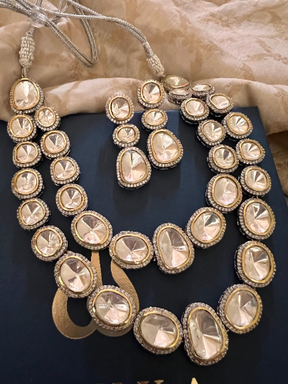 High Quality Uncut Polki Kundan Necklace with Earrings