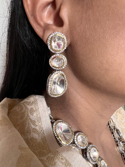 High Quality Uncut Polki Kundan Necklace with Earrings