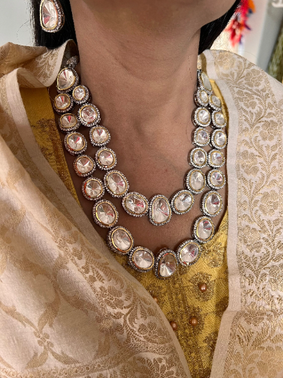 High Quality Uncut Polki Kundan Necklace with Earrings