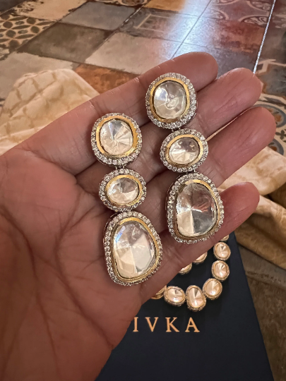 High Quality Uncut Polki Kundan Necklace with Earrings