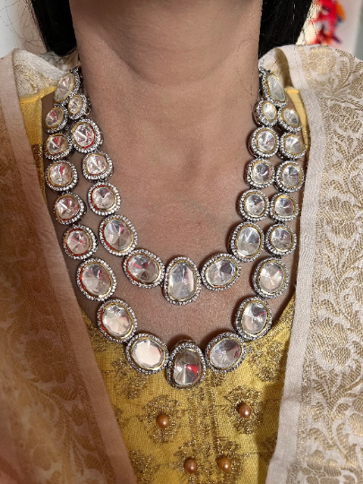 High Quality Uncut Polki Kundan Necklace with Earrings