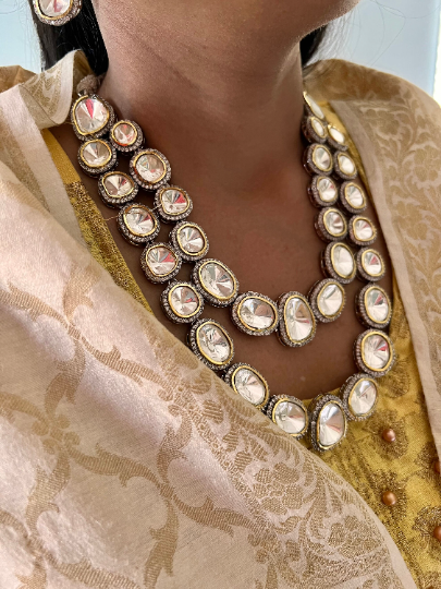 High Quality Uncut Polki Kundan Necklace with Earrings