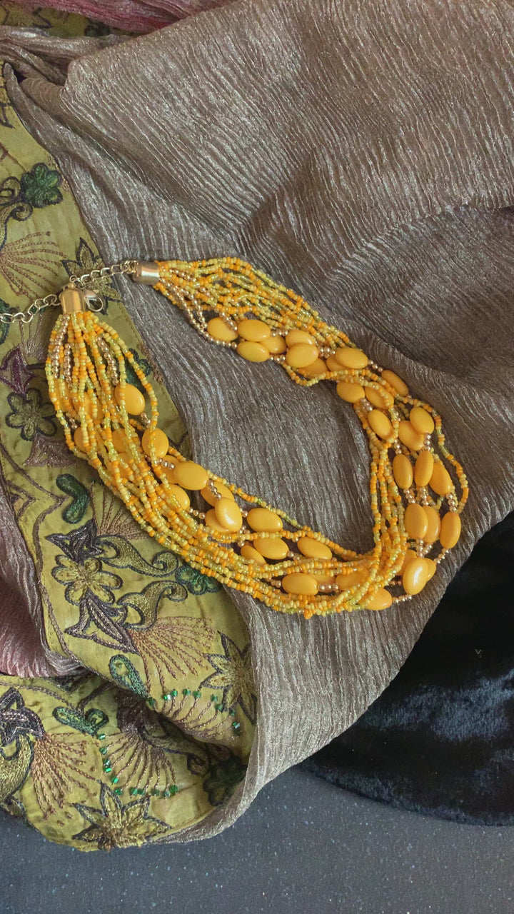 Yellow Statement Beaded Necklace