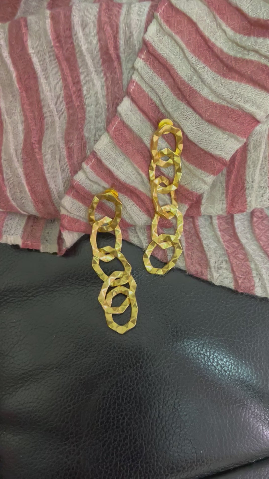 Statement Gold Tone Chain Links Earrings