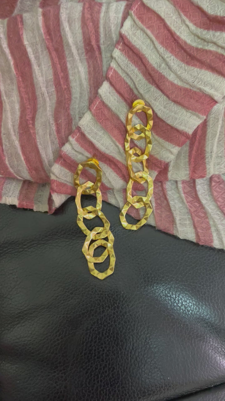 Statement Gold Tone Chain Links Earrings