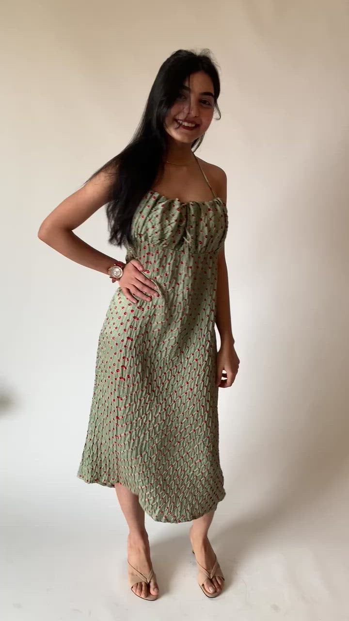 String Tie Midi Dress