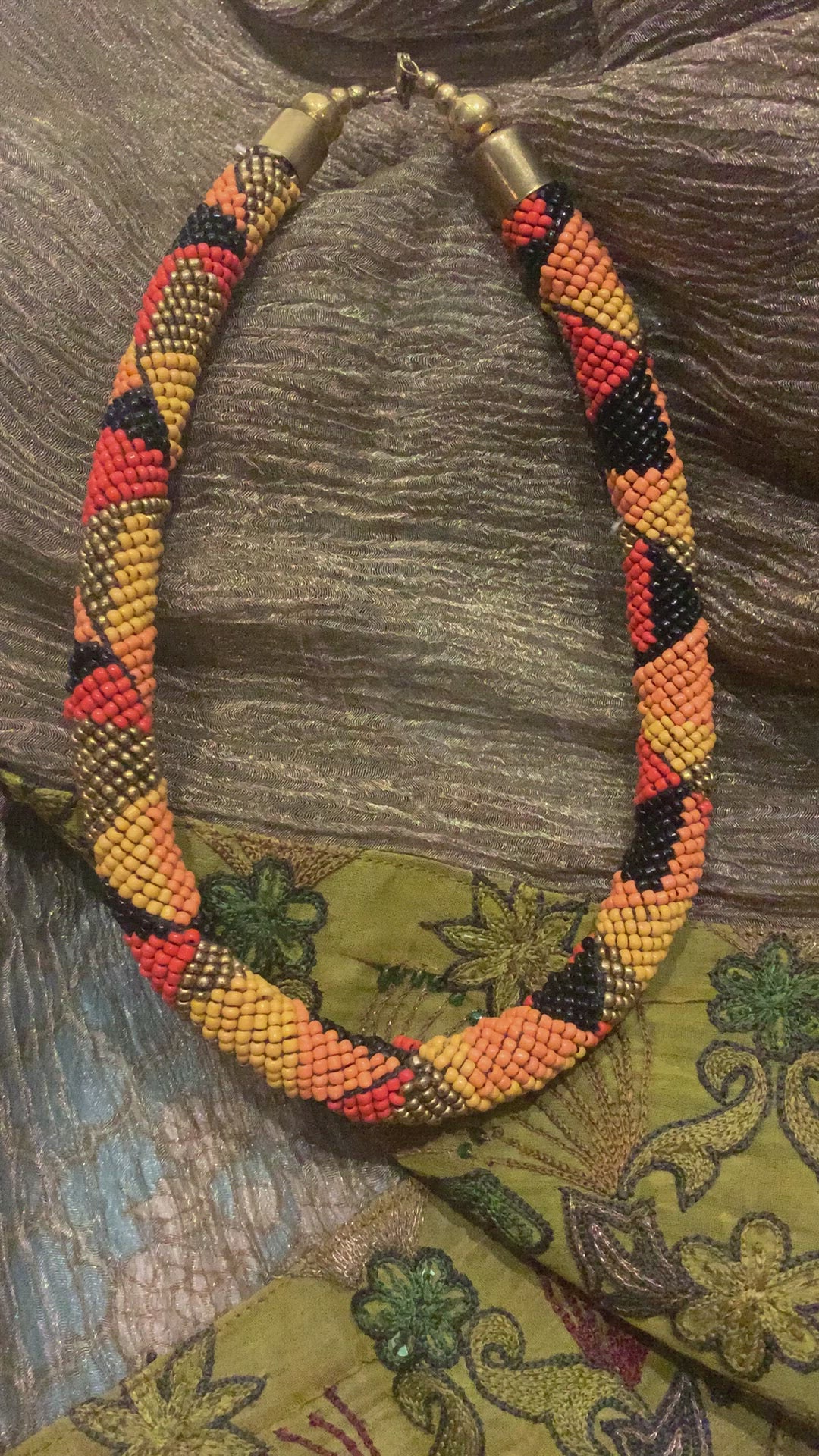 Statement Beaded Hasli Necklace with Earrings