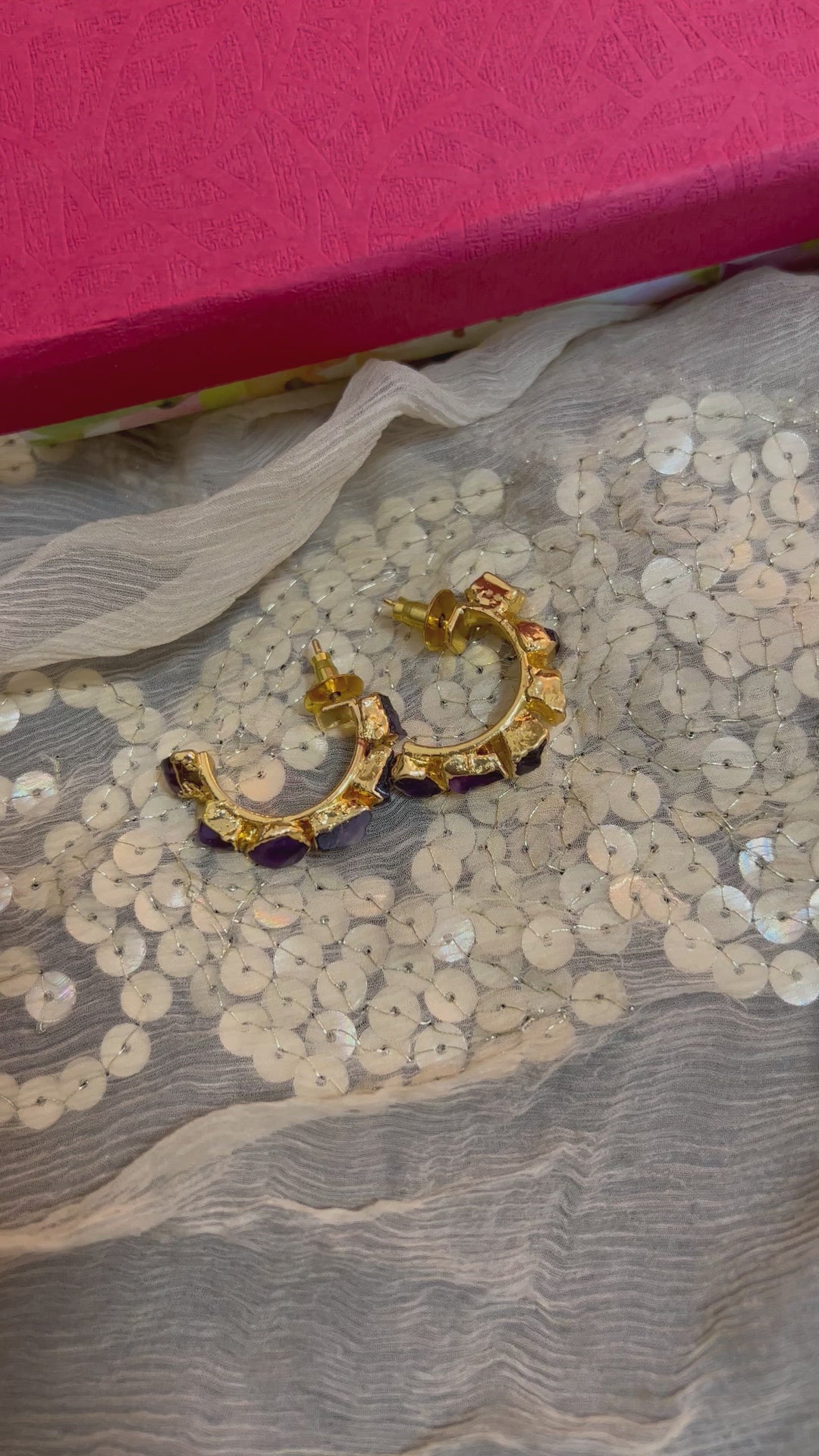 Classy Amethyst Hoop Earrings