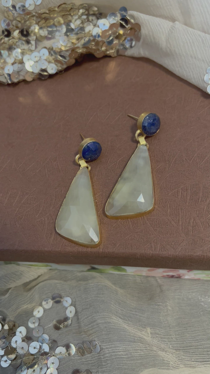 Lapis and Lemon Quartz Earrings