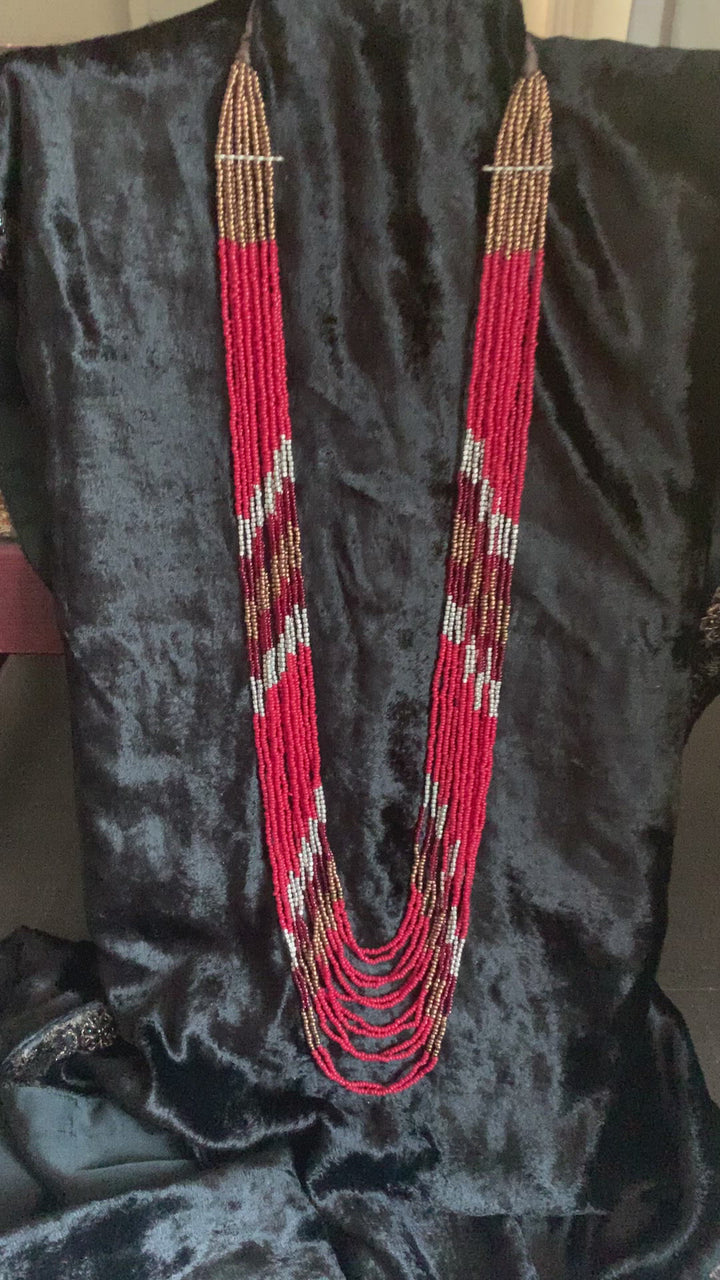 Red Beaded Long Necklace