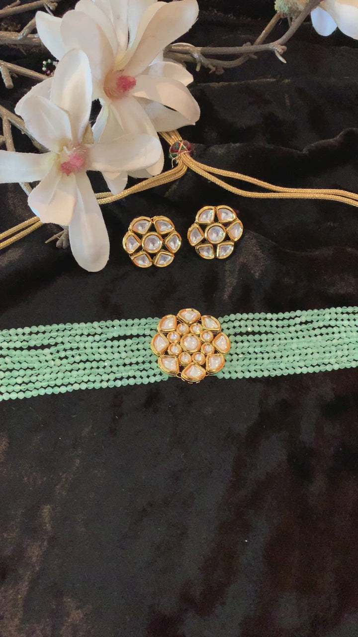 Sea Green Kundan Choker with Studs