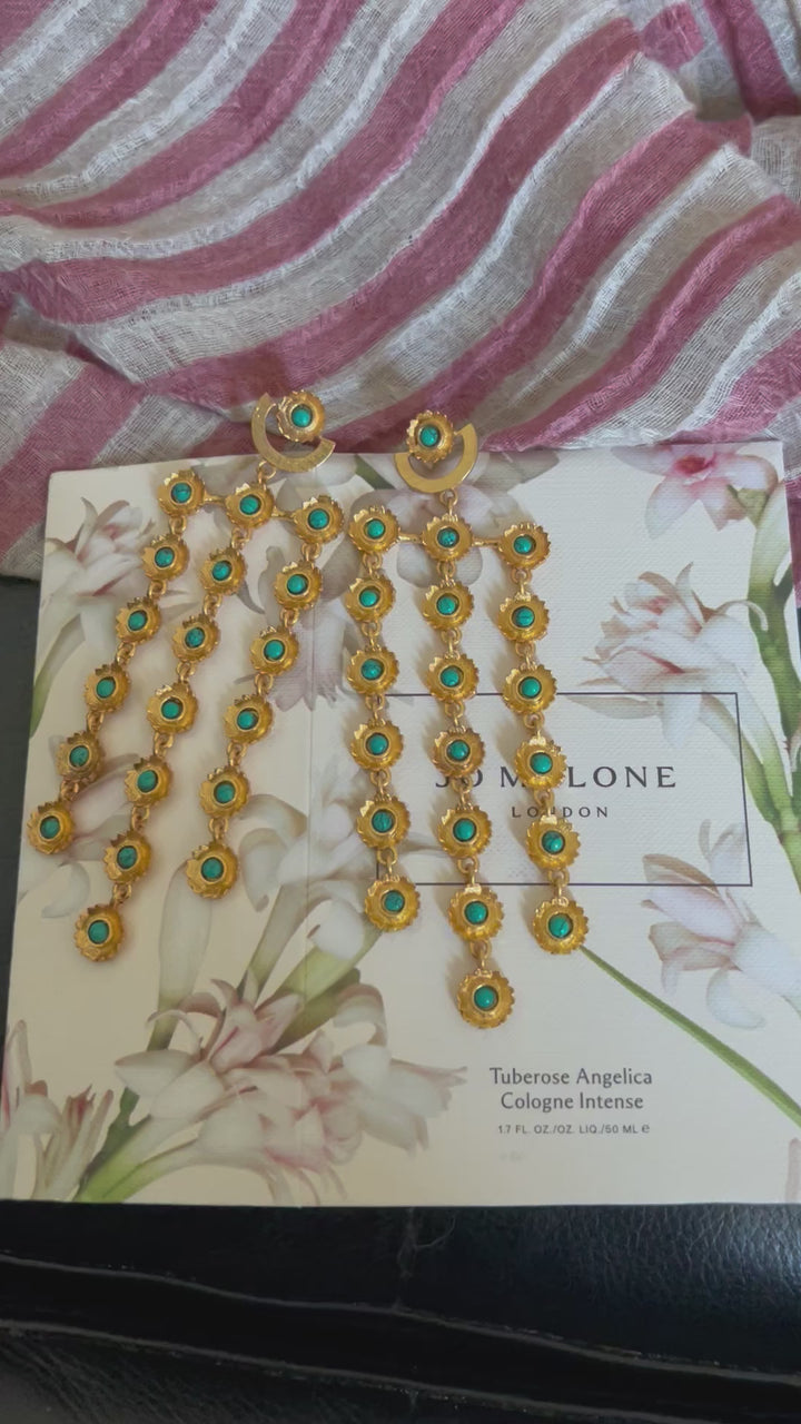 Statement Turquoise Flowers Earrings