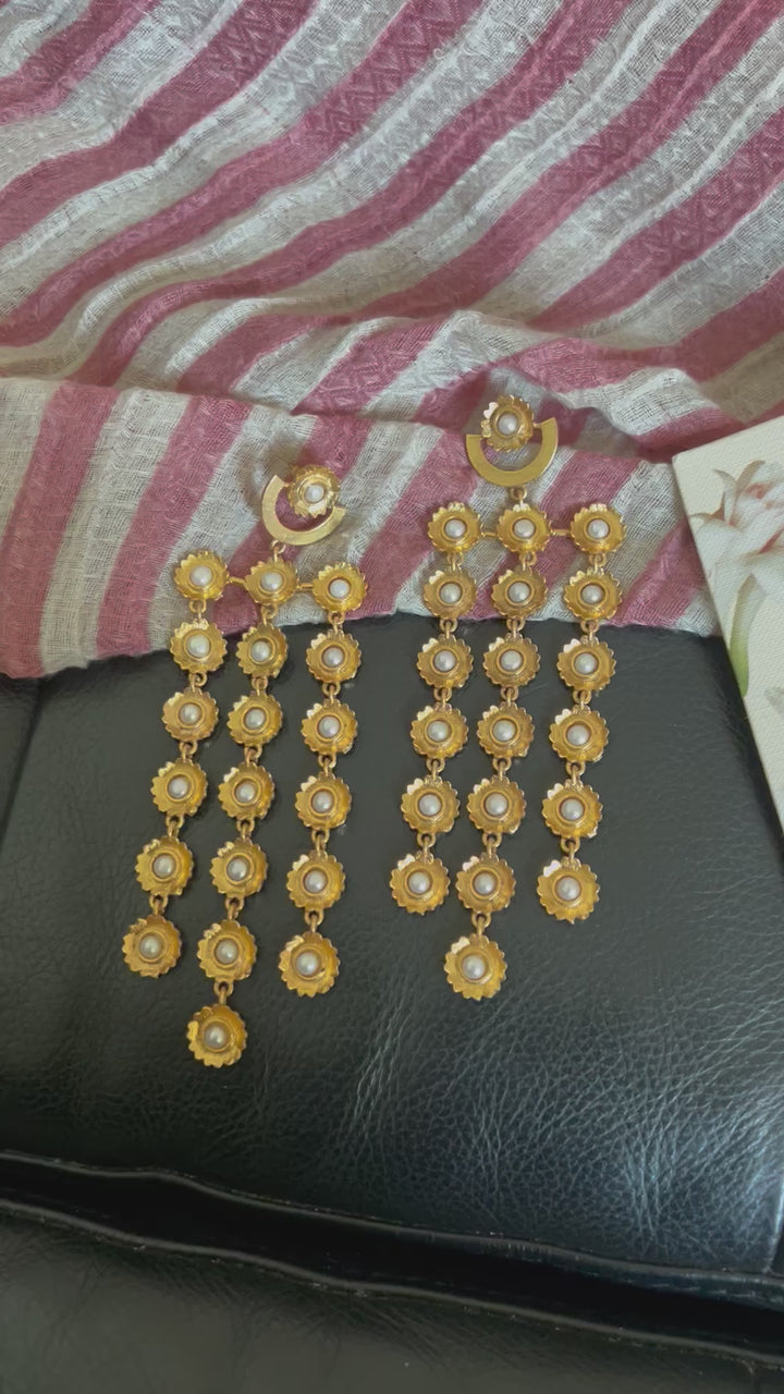 Statement Pearl Flowers Earrings