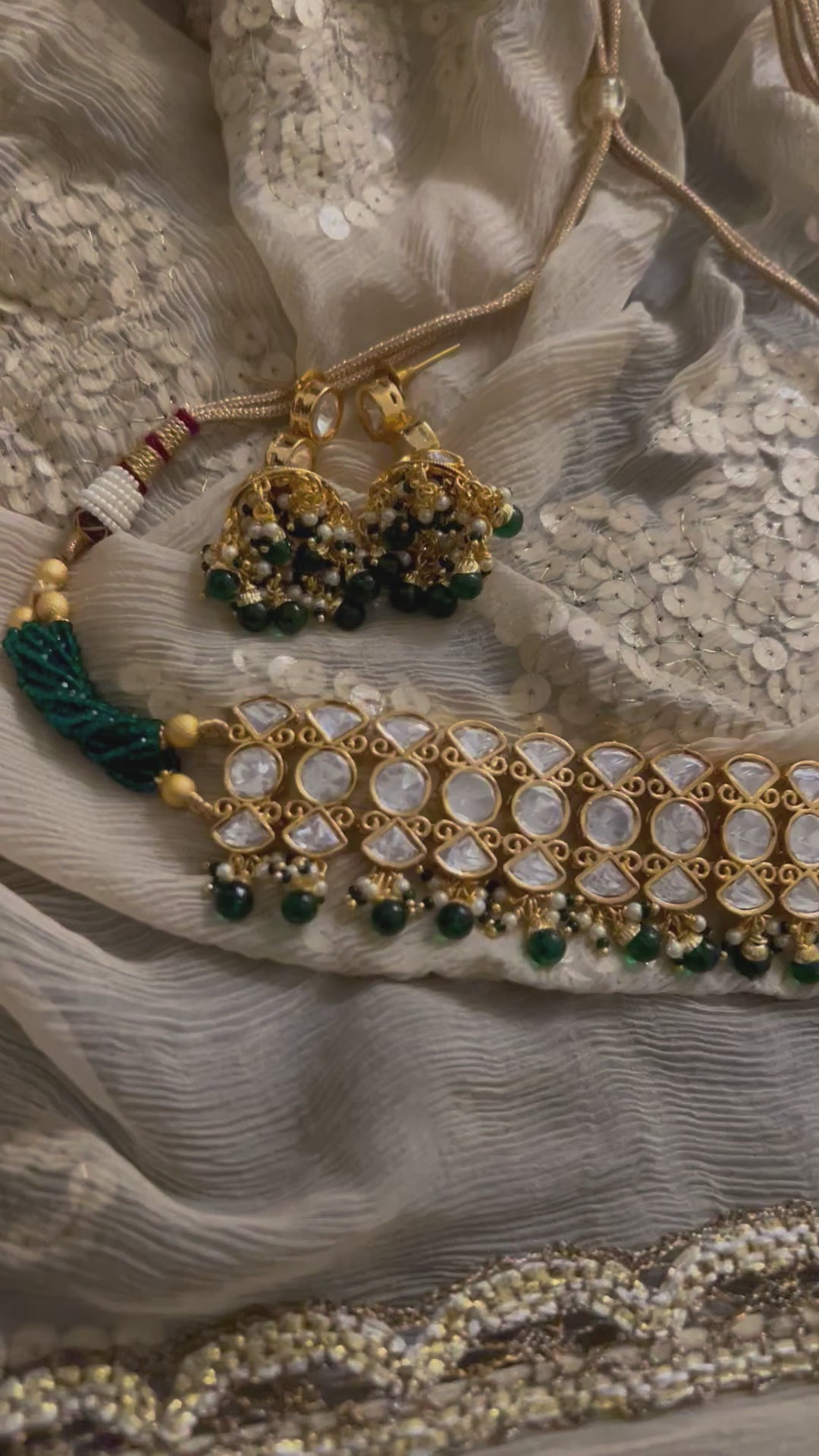 Elegant Kundan Choker with Jhumkas