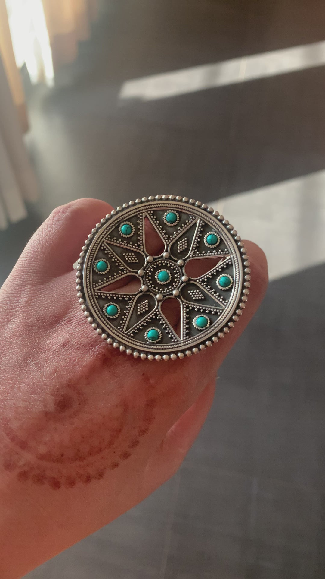 Firoza Oversized Pure 925 Silver Ring