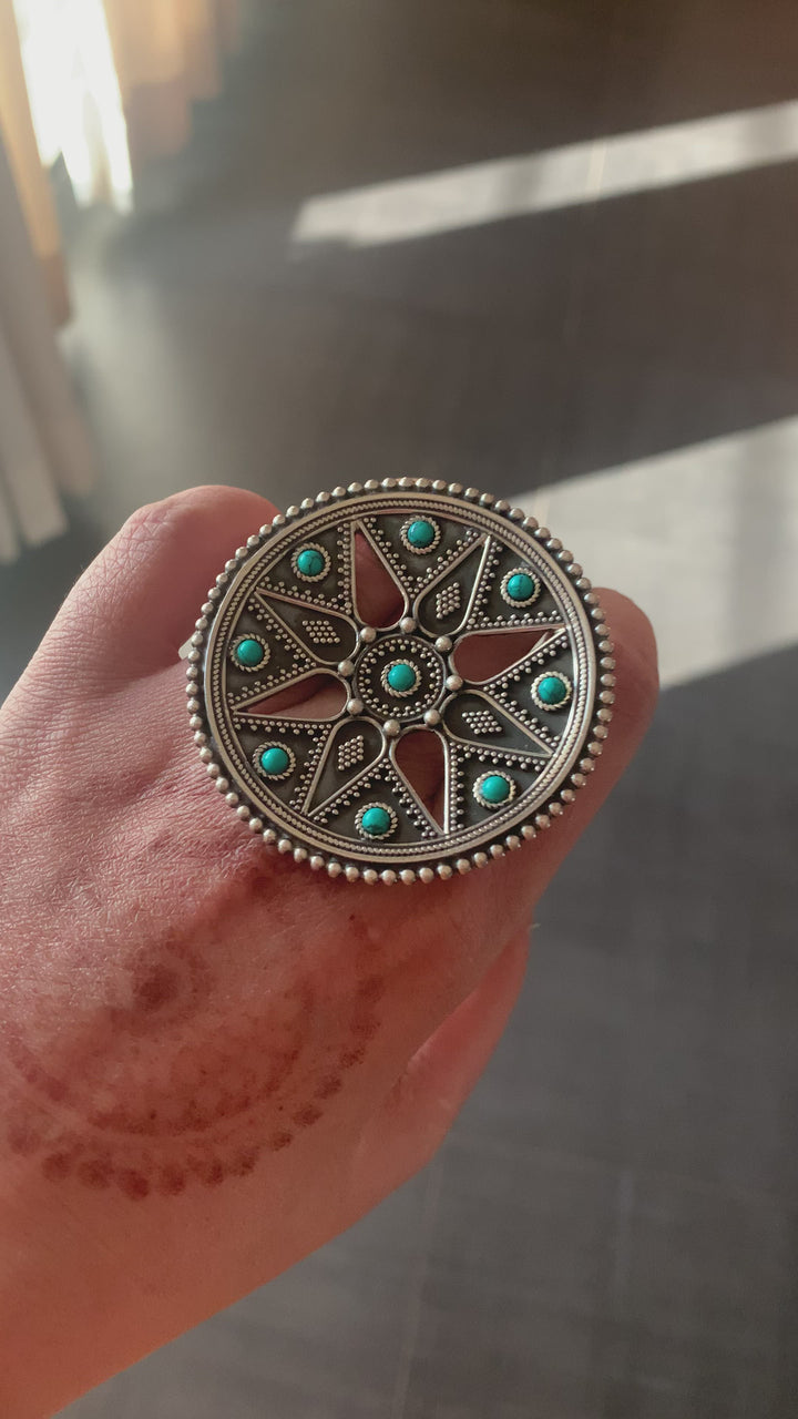 Firoza Oversized Pure 925 Silver Ring