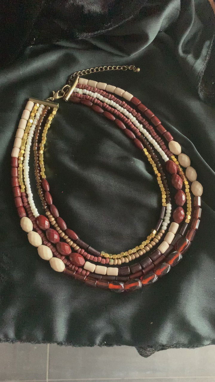 Five Layered Statement Beaded Necklace