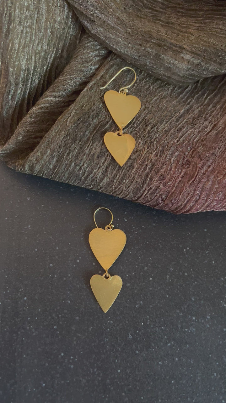 Double Heart Danglers