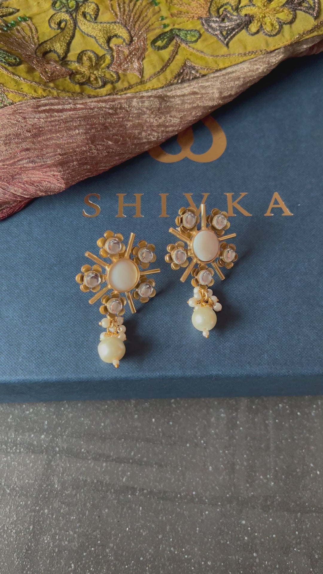 Designer Pearls and Kundan Flower Stud Earrings