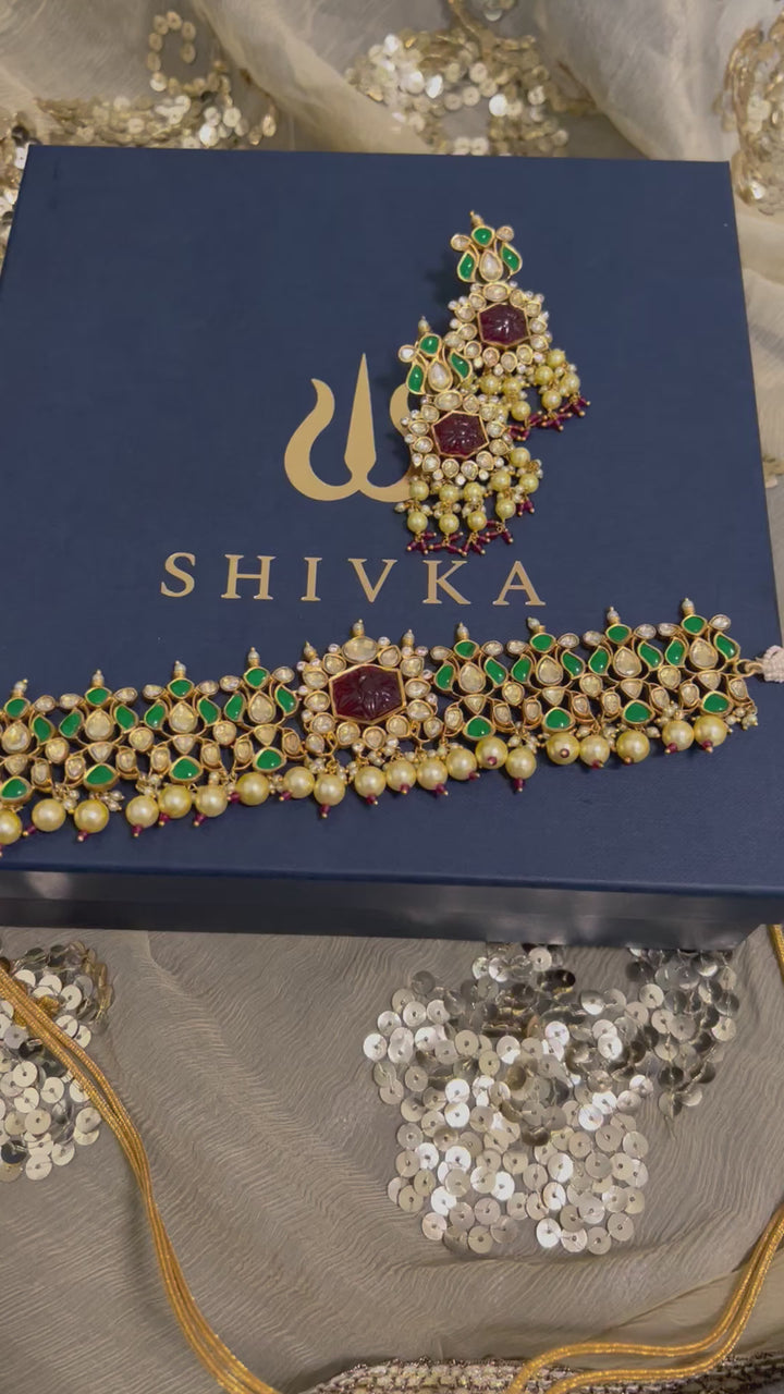 Royal Pachi Kundan Choker with Earrings
