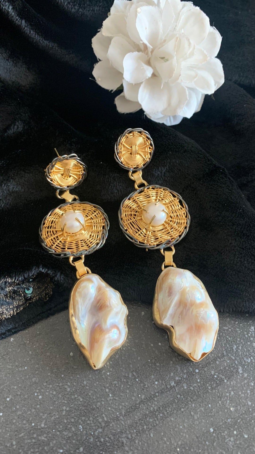 Statement Baroque Mesh Danglers - SHIVKA