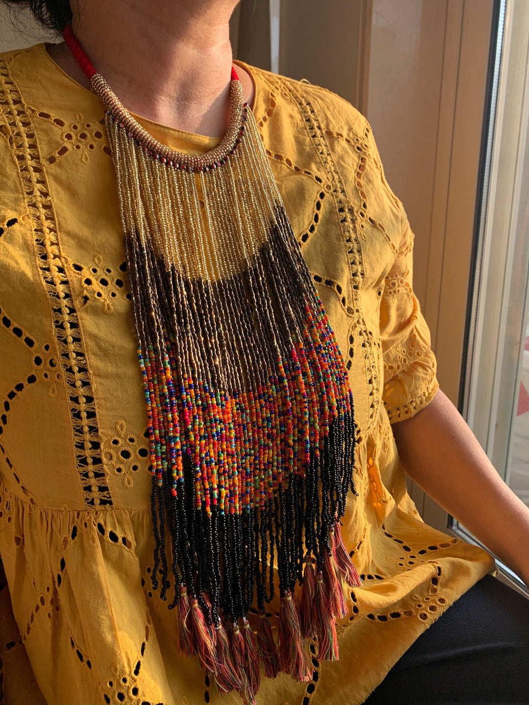 Scintillating Tasseled Beaded Necklace - SHIVKA