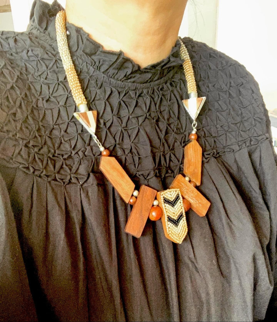 Fusion Wooden Blocks Necklace - SHIVKA