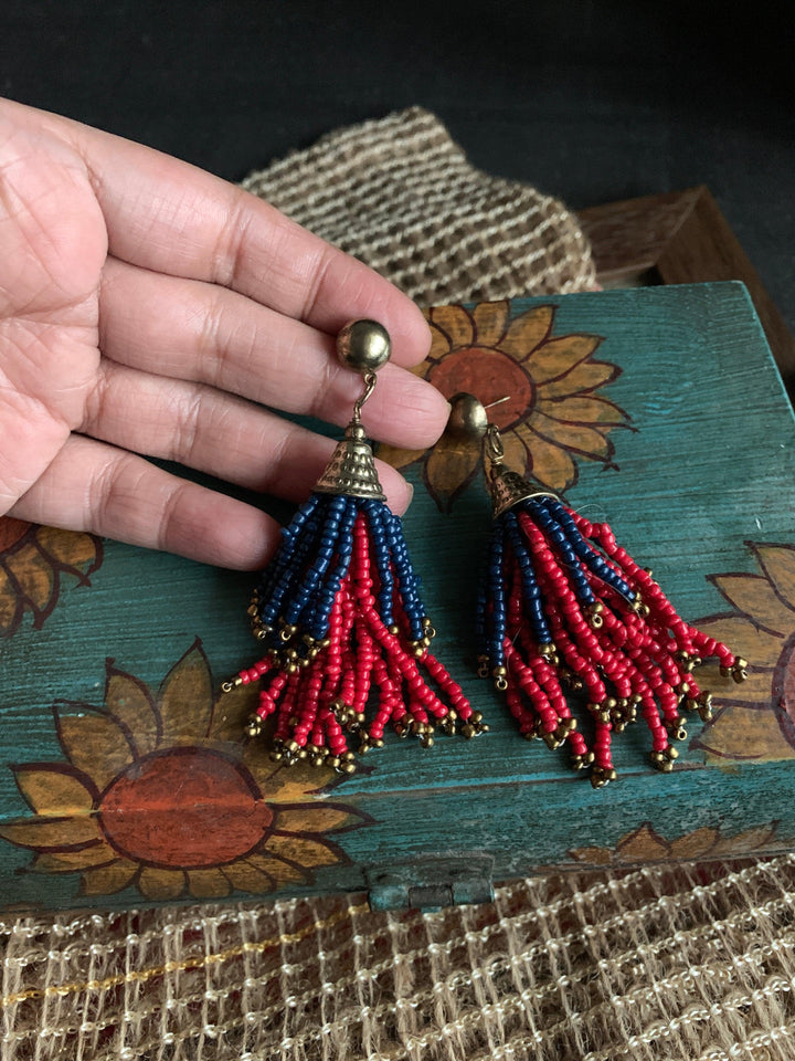 Stylish Red and Blue Danglers - SHIVKA