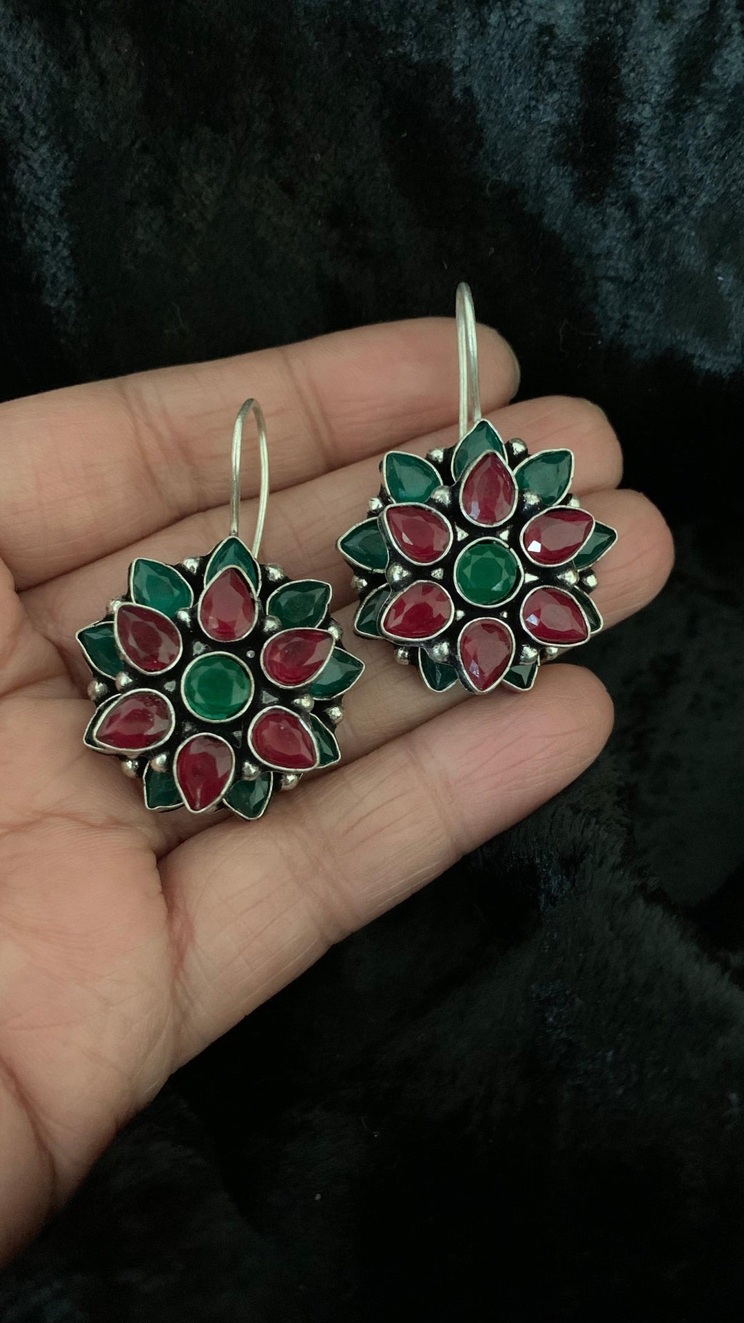 Multicoloured Double Layered Stone Earrings - SHIVKA