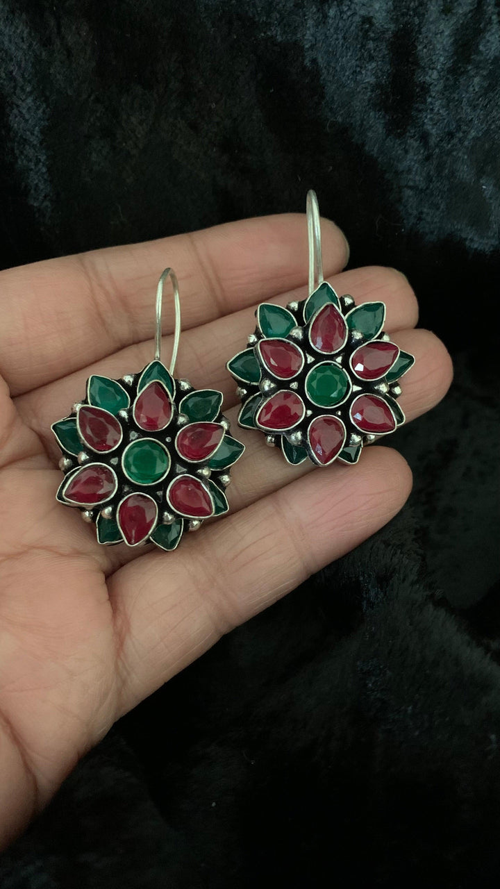 Multicoloured Double Layered Stone Earrings - SHIVKA