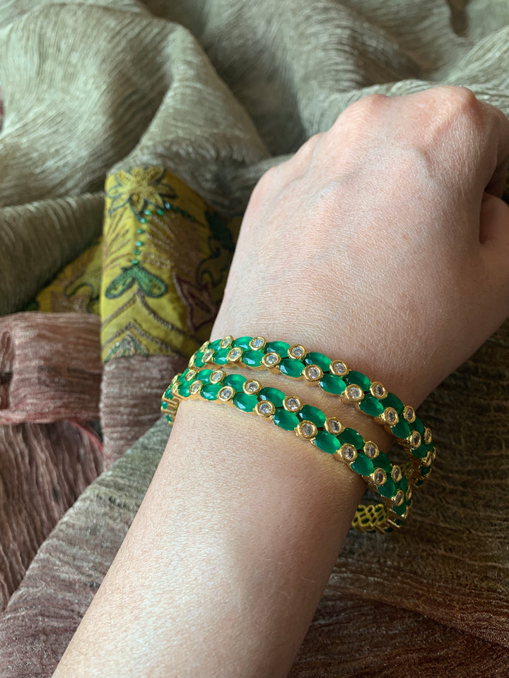 Emerald Green AD Bangles-set of 2