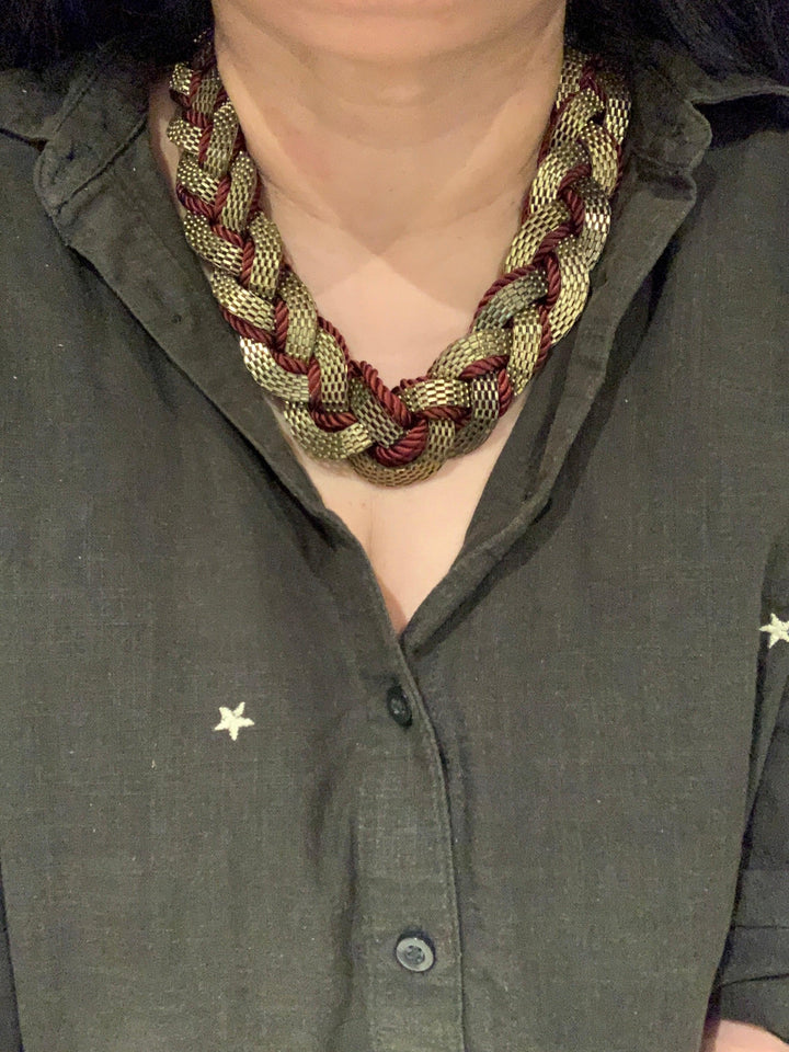 Maroon and Gold Necklace - SHIVKA