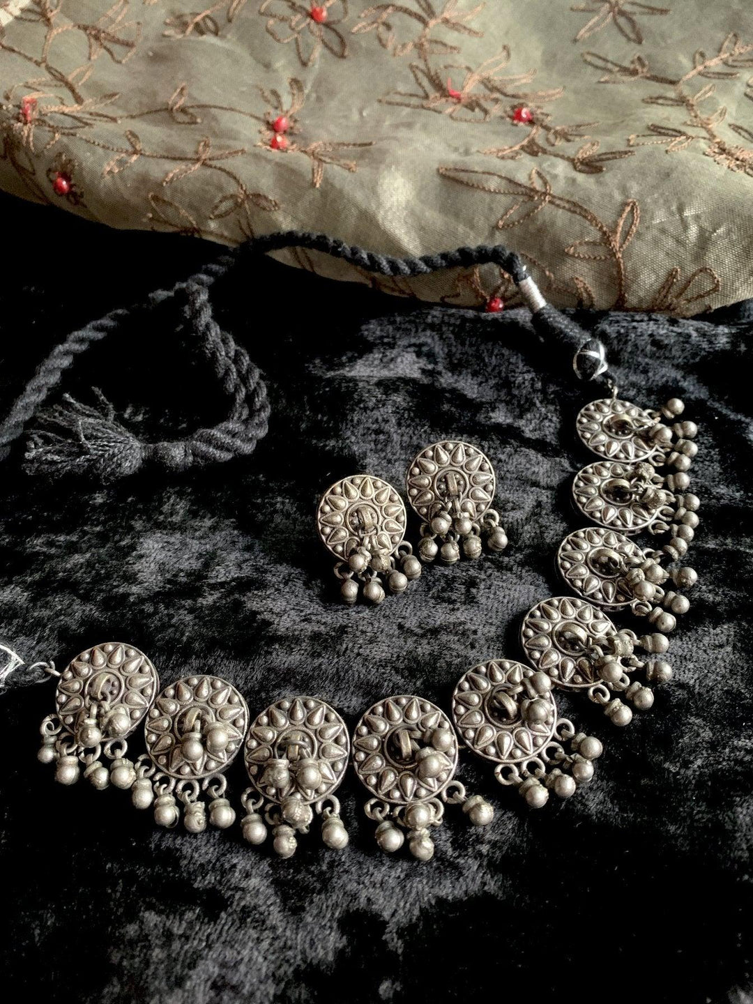 Vintage Ghungroo Necklace with Earrings - SHIVKA