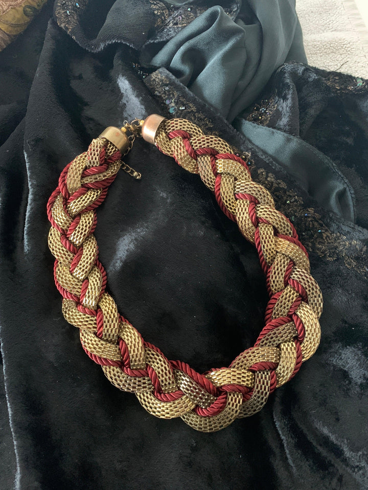 Maroon and Gold Necklace - SHIVKA