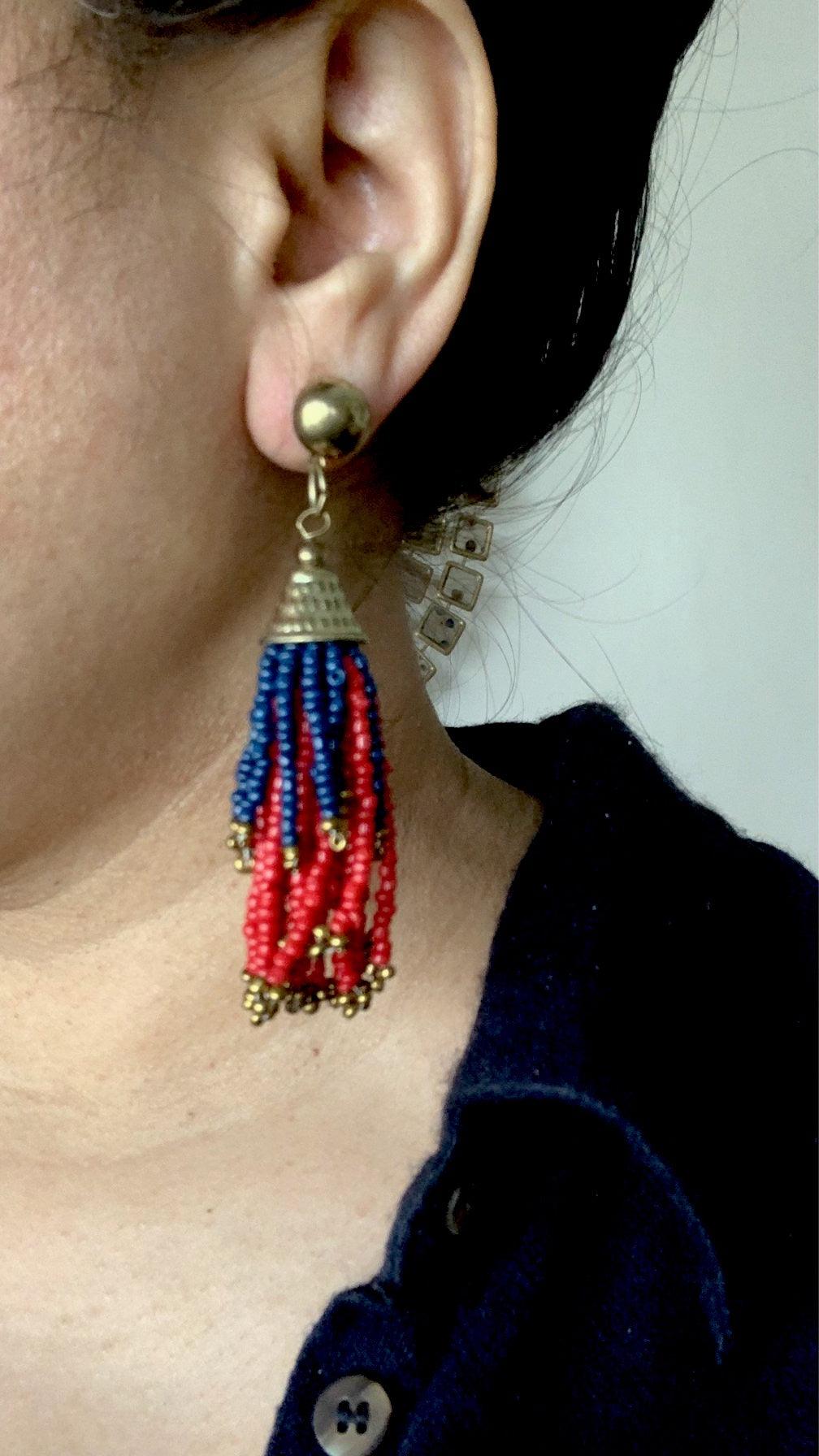 Stylish Red and Blue Danglers - SHIVKA