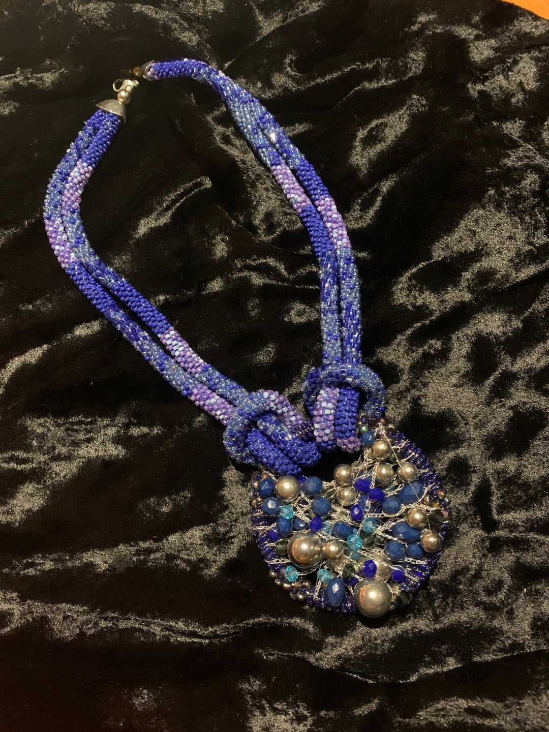 Gorgeous Blue Beaded Necklace - SHIVKA