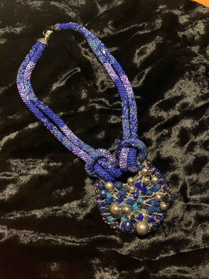Gorgeous Blue Beaded Necklace - SHIVKA