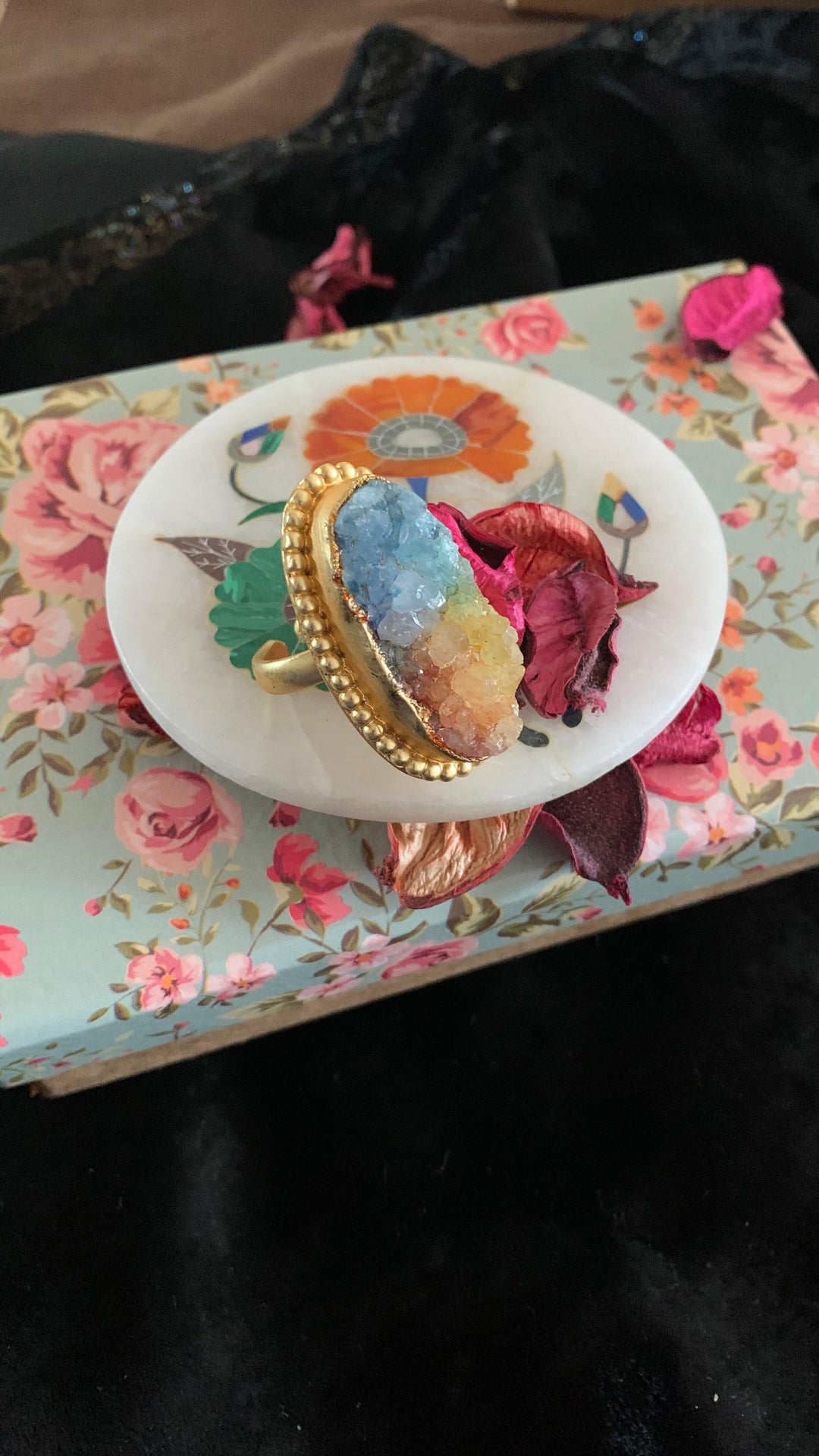 Stylish Multicoloured Stone Ring - SHIVKA