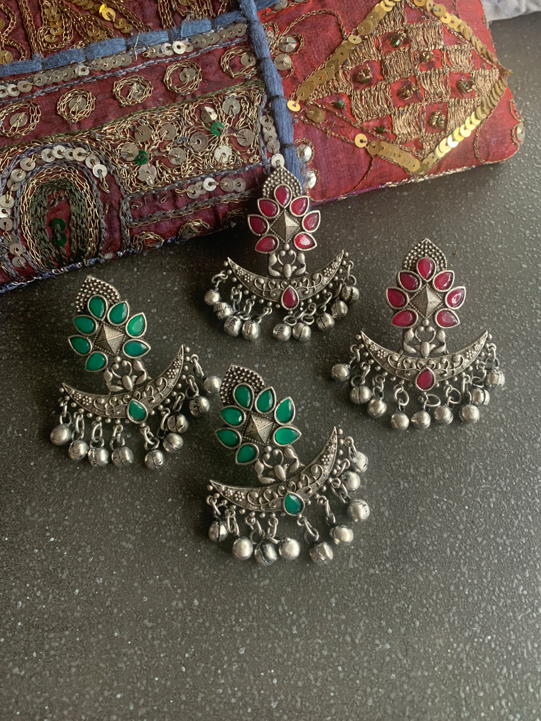Crescent Antique Ghungroo Stud Earrings
